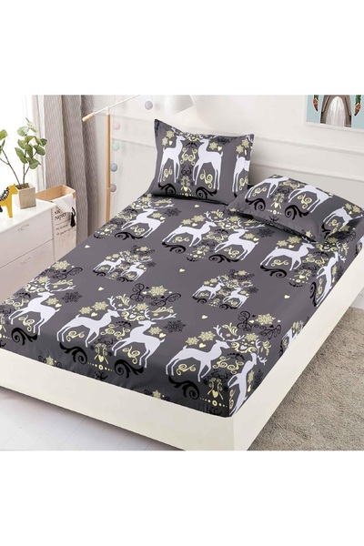 CHIRASO CHIRASO Bed Cover Set, Christmas Theme, FINE, ELASTIC 180x200cm and 2 Pillowcases, Reindeer