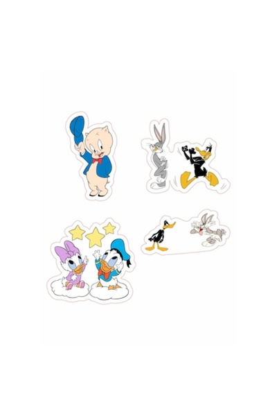 autostickere Set de 4 stickere decorative interior/exterior, Looney Tunes, 2,15 cm fiecare