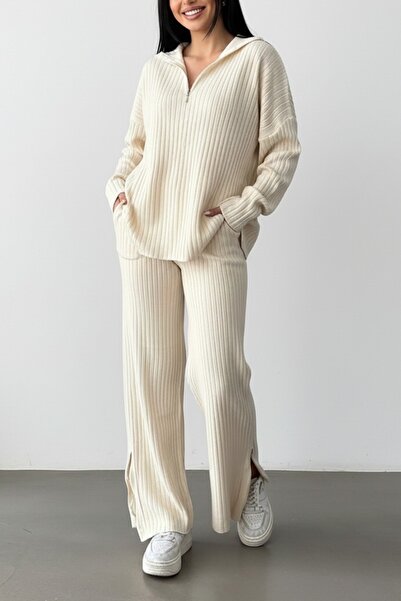 MILANOFOX Set de tricotaje material reiat pentru femei cu guler și mâneci cu ...