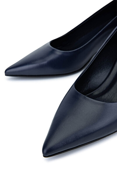 Tamer Tanca Women's Genuine Leather Navy Blue Heeled Shoes