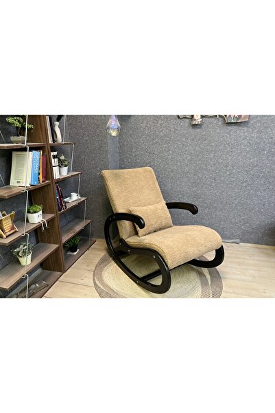 Vivense ASEDİA SALVADOR SALLANAN SANDALYE, TEDDY ANTRASİT, SİYAH AHŞAP AYAK