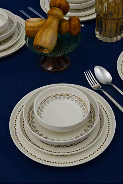 Farika Porselen طقم عشاء نايا من البورسلين بطباعة رقمية، 24 قطعة، مناسب لـ 6 أشخاص