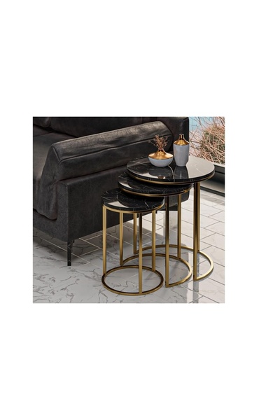 Vivense TUBİHOME ZİGON SEHPA TAKIMI, GOLD AYAK