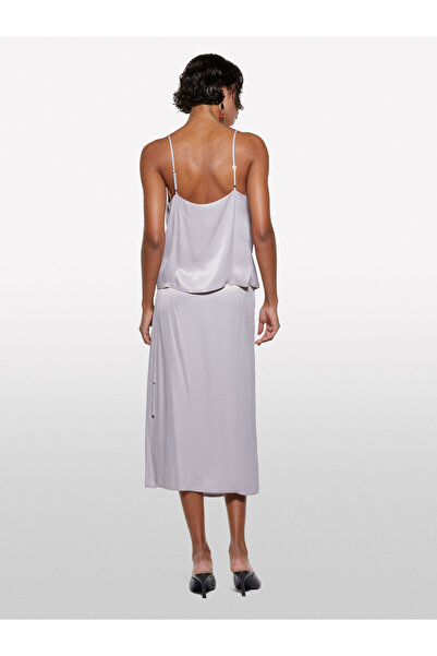 Sisley Women's 100% Viscose Satin Degaje Collar Strap Top 325P52Bzlh01N-Sis3P6