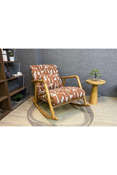 Vivense ASEDİA MİNİTO SALLANAN SANDALYE, TURUNCU, NATUREL AHŞAP AYAK