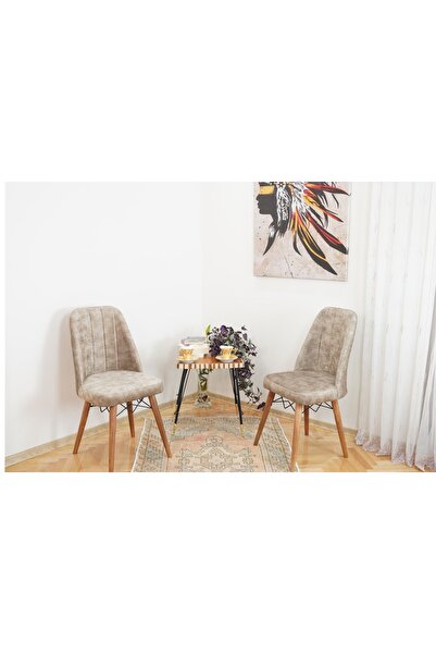 Vivense TUBİHOME KARE GOLD SANDALYE, BEJ, 2 ADET