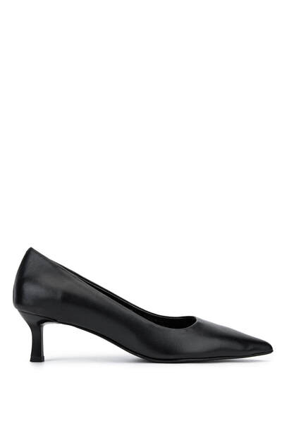 Tamer Tanca Women's Genuine Leather Black Leather Heeled Shoes