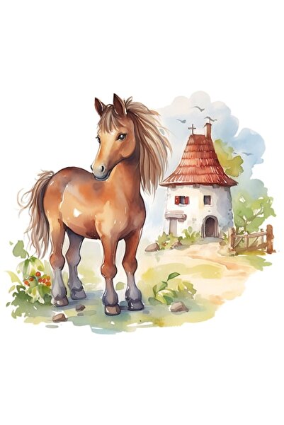 OEM Autocolant Cal Fericit, Ilustrație, Margini Albe, Vinil PVC 10 cm