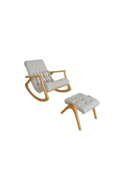 Vivense ASEDİA EKOL KAPİTONELİ SALLANAN SANDALYE, TAŞ RENGİ, DİŞBUDAK, NATUREL AYAK