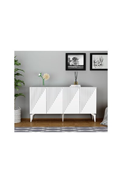 Vivense DRAW KONSOL, LAZER DESENLİ, BEYAZ, 150 CM