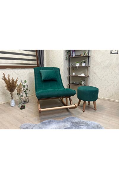 Vivense ASEDİA MİSKİN PUFLU SALLANAN SANDALYE, NATUREL ZÜMRÜT YEŞİL