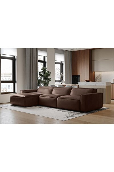 Vivense ORLANDO DERİ KÖŞE KOLTUK, KOYU KAHVE, SOL KÖŞE