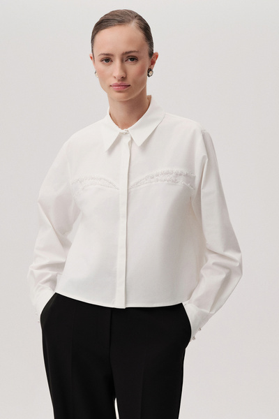 Exquise Cotton Long Sleeve Crystal Stone Slim Fit Shirt