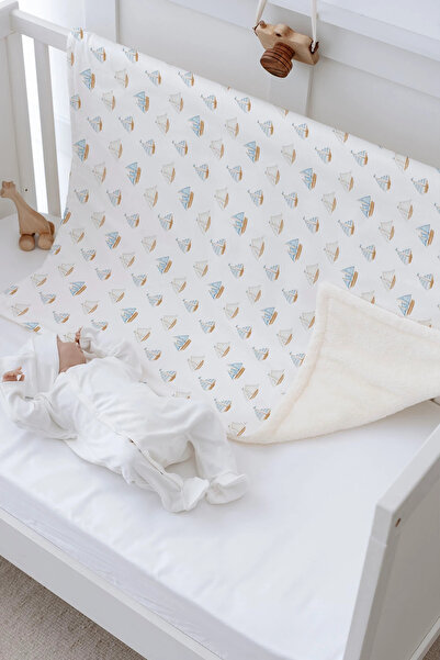 Tuğba Kuğu Plush Double Face Blanket - Pureline Series - Sail Boats