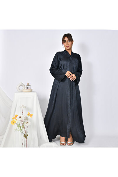 HAWRAA ABAYA عباية باللون الكحلي الداكن بقصة كلوش مغلقة بطقطق