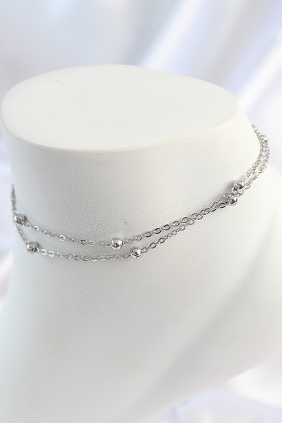 Skygo 316L Steel Silver Color 2 Piece Heel Detail Chain Model Women's Anklet - Tj-Hh1646