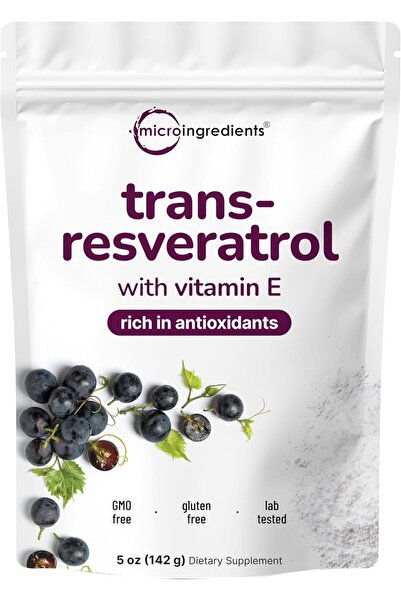 Micro ingredients مسحوق ريسفيراترول نقي مع فيتامين هـ، 5 أونصة