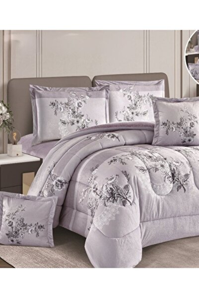 smart home Double-sided winter bedspread (velvet side and fur side) Filled bedspread, 6-piece set, 250x230cm