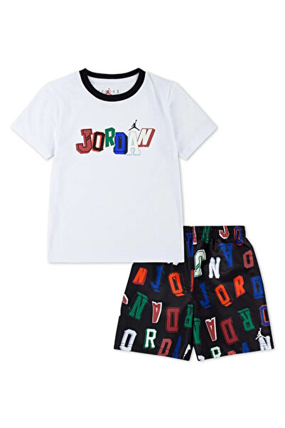 Nike Jordan Court of Legends Microfiber Shorts- Cotton T-Shirt 2-Piece Set 85D705