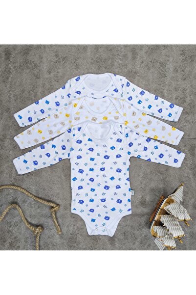 vieso بدلة بودي سوت مكونة من 3 قطع بمقاس كبير بنقشة دمية الدب وأكمام طويلة وأزرار كبس