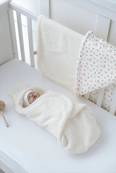 Tuğba Kuğu Plush Swaddle and Double-Sided Blanket - Pureline Series - Soft Bloom