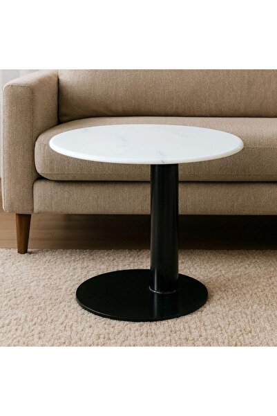 DEC49 Elegant round coffee table with metal base