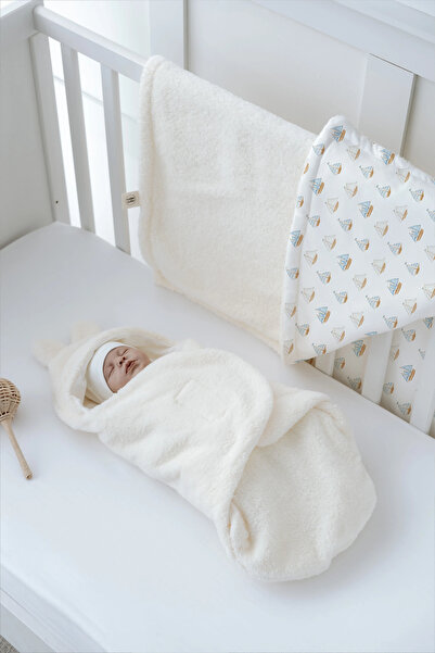 Tuğba Kuğu Plush Swaddle and Double-Sided Blanket - Pureline Series - Sail Boats