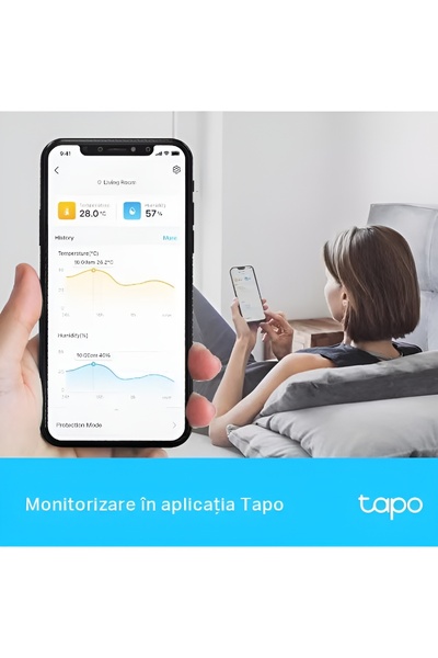 TP-LINK Termometru si higrometru inteligent Tapo T315, Necesita Hub Tapo, Afisaj E-ink