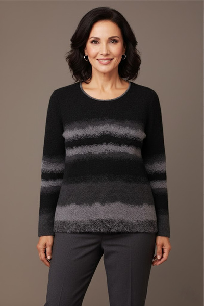 YXL COLLECTION Bluză pentru femei de mărime mare material elastic guler rotun...