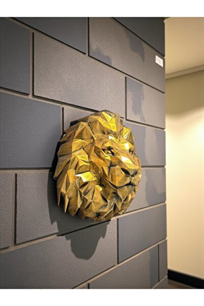 hediyeburda Kübik Aslan Kafası Duvar Heykeli polyester duvara asılabilen 32 x...