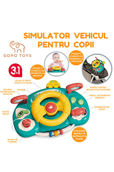 Gopo Toys Jucarie Educativa Multifunctionala pentru Copii - Volan Interactiv cu Sunete si Lumini