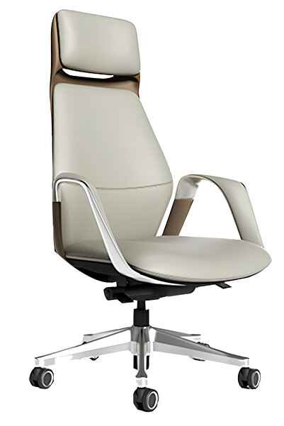 HUNT MOBİLYA Nuna Krem Deri Ofis Yönetici Koltuğu