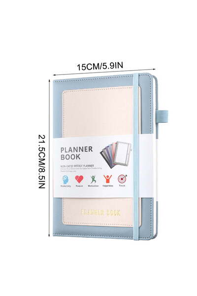 Saharaz A5 Weekly Planner Daily Planner Undated, PU Leather Hardcover Notebook, Calendar School Calendar