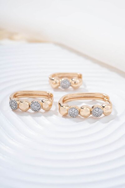 Finesa Jewelry Rose 3 Lü Dorikalı Küpe