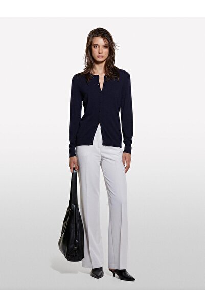 Sisley Women's Kdn_Wool and Cashmere Blend Ribbed Detailed Crew Neck Cardigan 324A102Hm5237-Sis66U