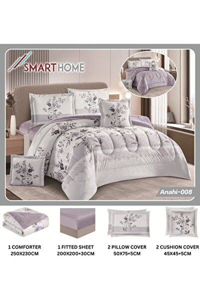 smart home Double-sided winter bedspread (velvet side and fur side) Filled bedspread, 6-piece set, 250x230cm
