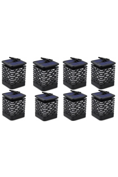 HOZRO Set of 8 SELLING DEPOT Solar Lamps, Flame Type, Elegant Design, 90x90x145mm, Durable ABS Material, Ba