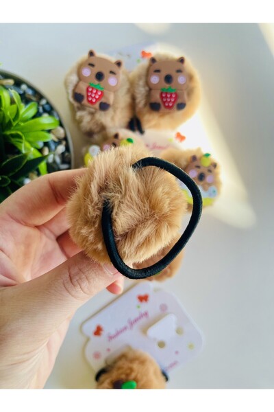 NEHİRDEN 2 Pack Furry Plush Capybara Rubber Buckle 1 Pair