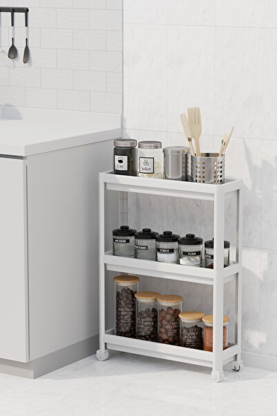 hemlife وحدة رف حمام بثلاث طبقات مع عجلات - منظم حديث التصميم لحفظ الشامبو وحامل المناشف وخزانة