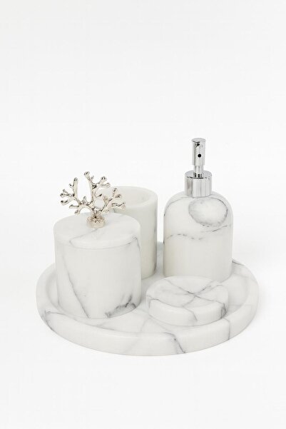 Modestmar Lilac marble silver coral object 5-piece bathroom set