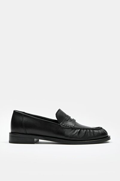 NILUFARR Elwira Black Genuine Leather Women's Loafer