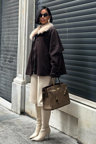 Lijuri Γούνινος γιακάς oversized Μπουφάν 6135-08