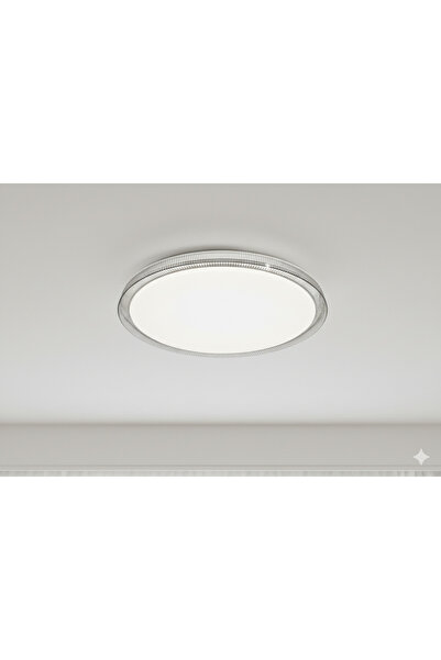 AILEEN Modern Kristal Desenli LED Tavan Avizesi 50 cm –3 Renk Işıklı, Yuvarlak Model 50 CM