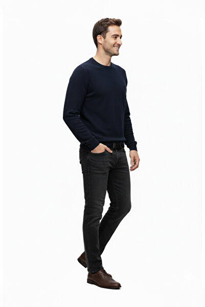 Pulltonic Erkek Bisiklet Yaka Yumuşak Kazak | %70 Kaşmir