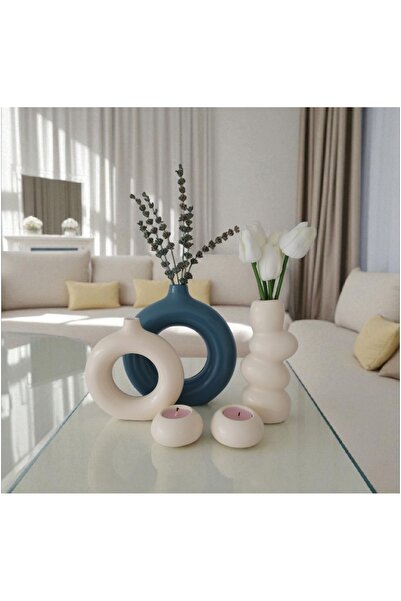 The Motellas Set de suporturi pentru lumânări vază decorativă modernă Platinum Design Dimensiune mare | Decor pentru salon, birou, casă