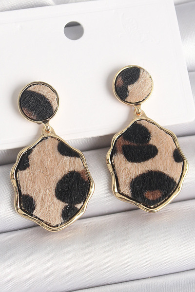 Skygo أقراط نسائية من النحاس الذهبي اللون متدلية بنمط الفهد - TJ-BKP10340