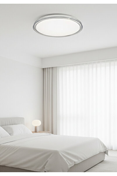 AILEEN Modern Kristal Desenli LED Tavan Avizesi 50 cm –3 Renk Işıklı, Yuvarlak Model 50 CM