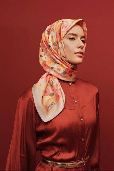 Armine Çiçek Desenli Saf İpek Sura Eşarp 9300D