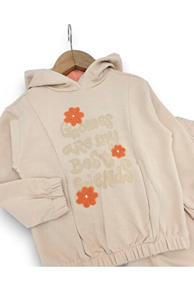 Egelite Girl Child 2-3-4-5-6 Years Old, Transitional Hooded , Compact Tracksuit Set with Floral Embroidery