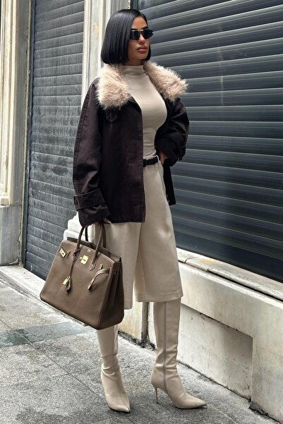 Lijuri Γούνινος γιακάς oversized Μπουφάν 6135-08